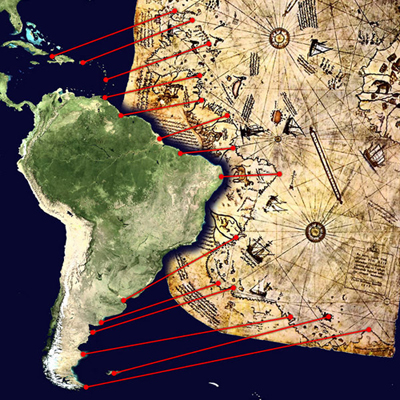  Colón y el fraude del descubrimiento de América 600px-piri_reis_map_interpretation1